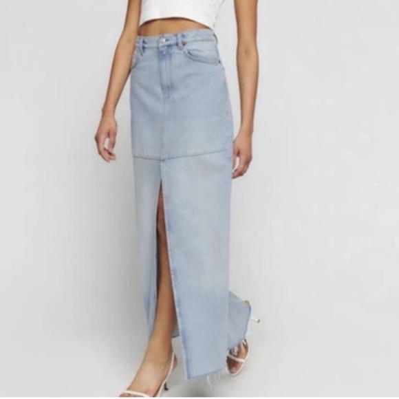 Reformation Dresses & Skirts - Reformation Tazz Maxi Split Denim Skirt Light Wash Tahoe Blue 24
